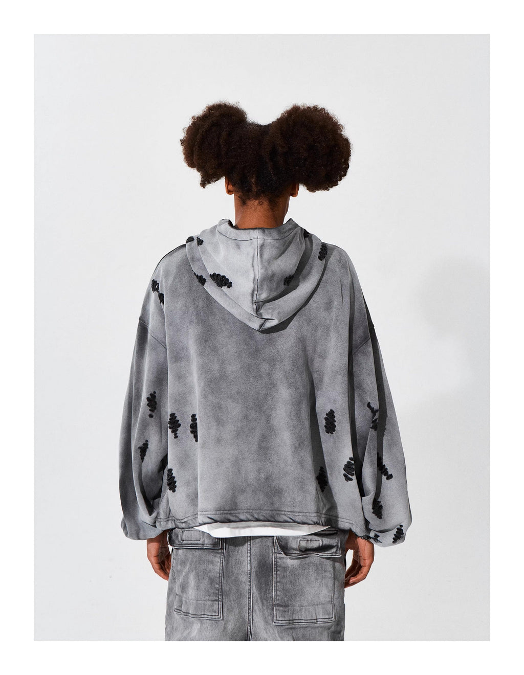 KARMANISTIC Distressed Washed Rivets Hoodie