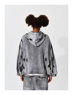 KARMANISTIC Distressed Washed Rivets Hoodie