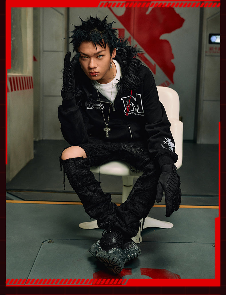 MEDM x EVA Lilith Removable Fur Zip-Up Hoodie