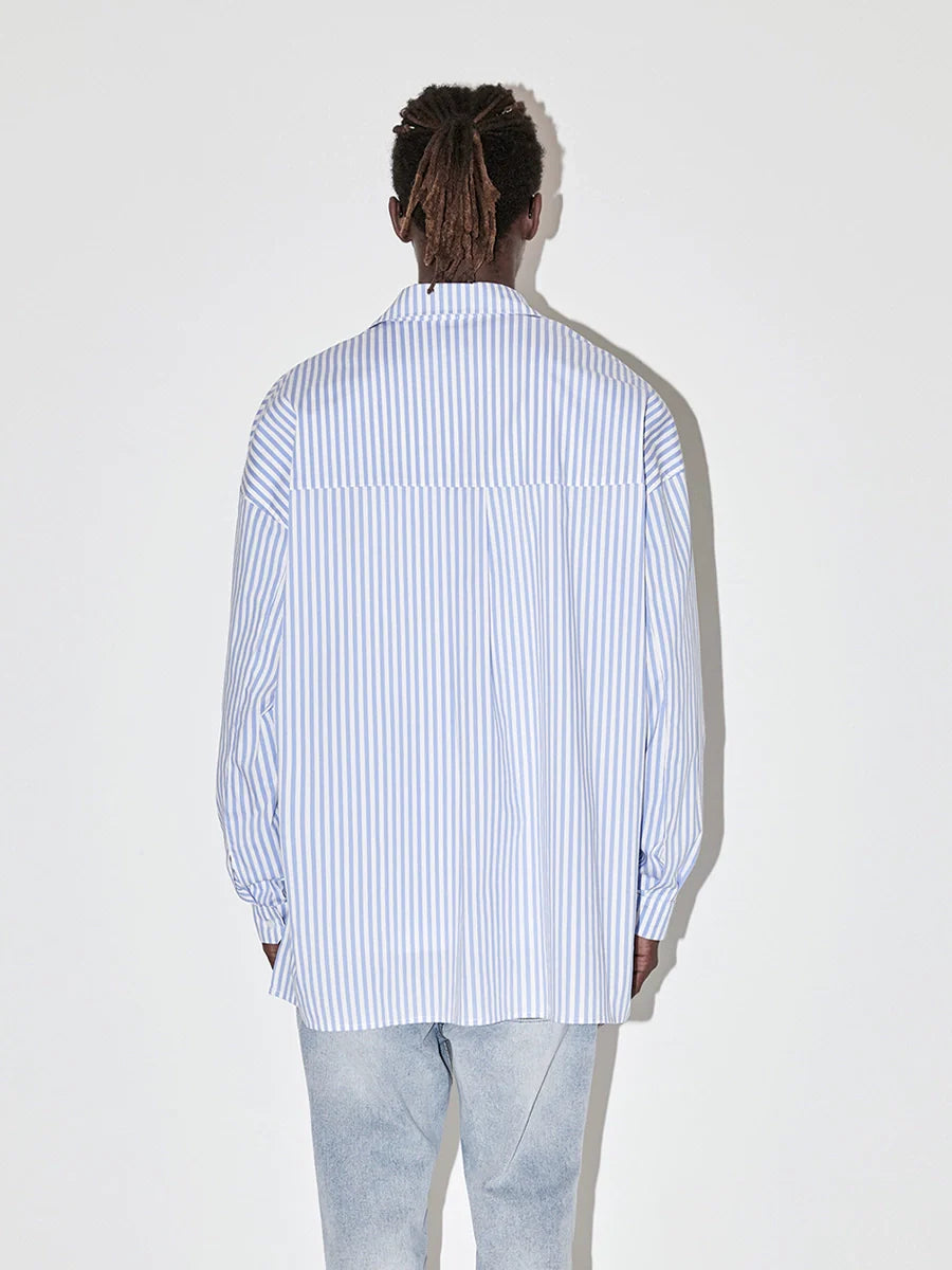 EMPTY REFERENCE Striped Patchwork Long Sleeve Shirt