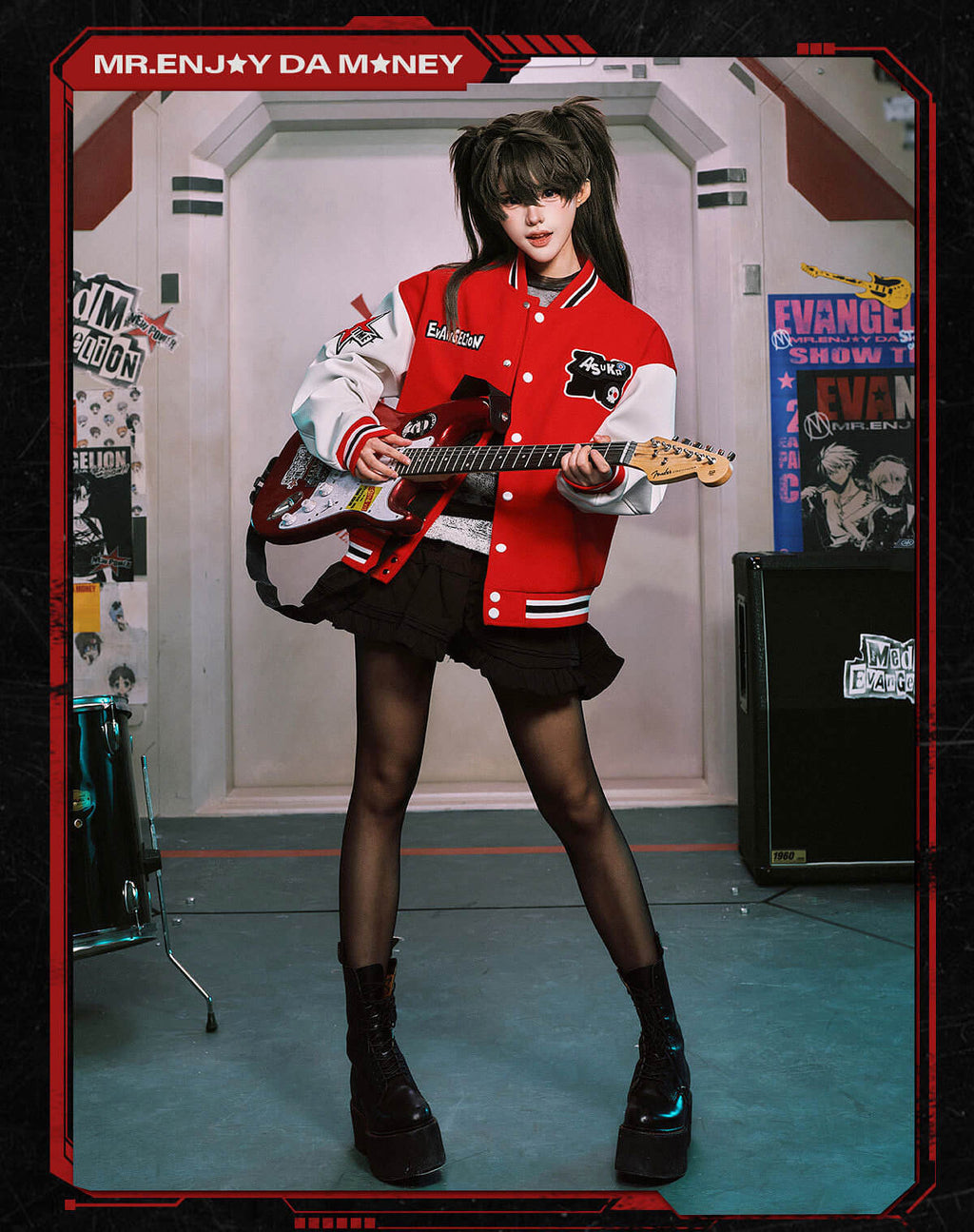 MEDM x EVA NEVER END Character Patch Detachable Velcro Patch Varsity Jacket