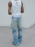 STEEPC Dirty Washed Faded Distressed Jeans