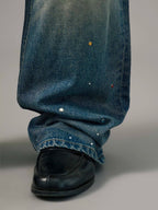 S45 Gemstone and Rhinestone Studded Washed Jeans