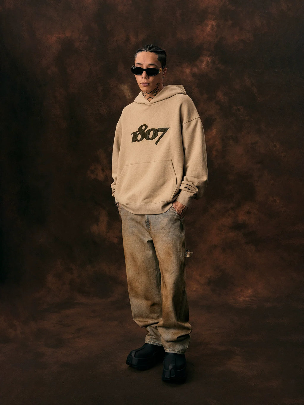 1807 Leopard Print Applique Embroidery Hoodie