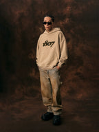 1807 Leopard Print Applique Embroidery Hoodie