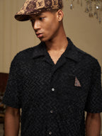 YADcrew Wavy Stripe Fuzzy Short Sleeve Shirt