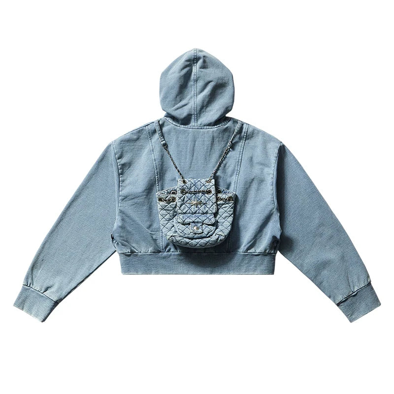 Remedy Backpack Design Washed Denim Short Jacket