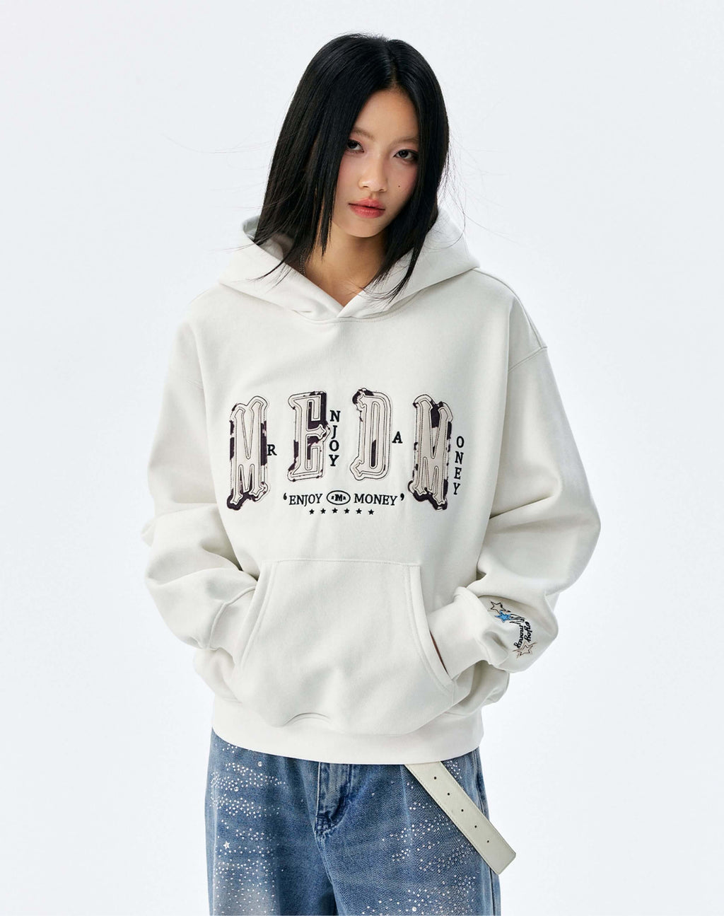 MEDM Animal Leather Logo Patch Hoodie