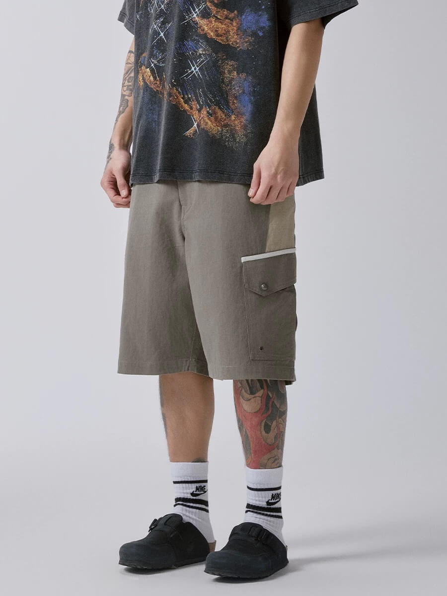 F2CE Color Block Patchwork Pocket Utility Shorts