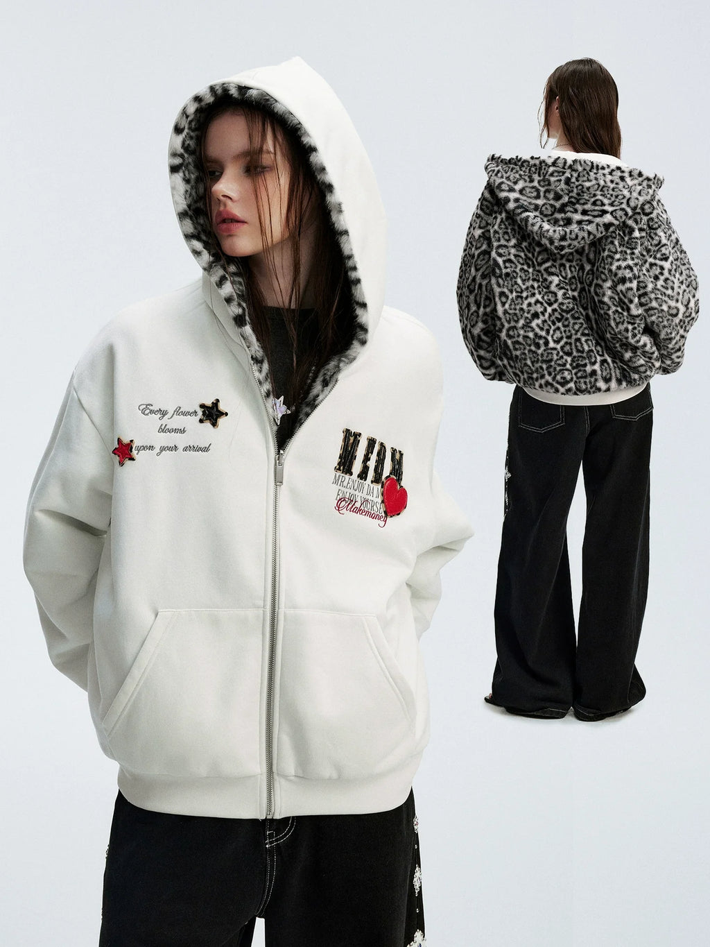 MEDM Reversible Leopard Fur Hooded Jacket