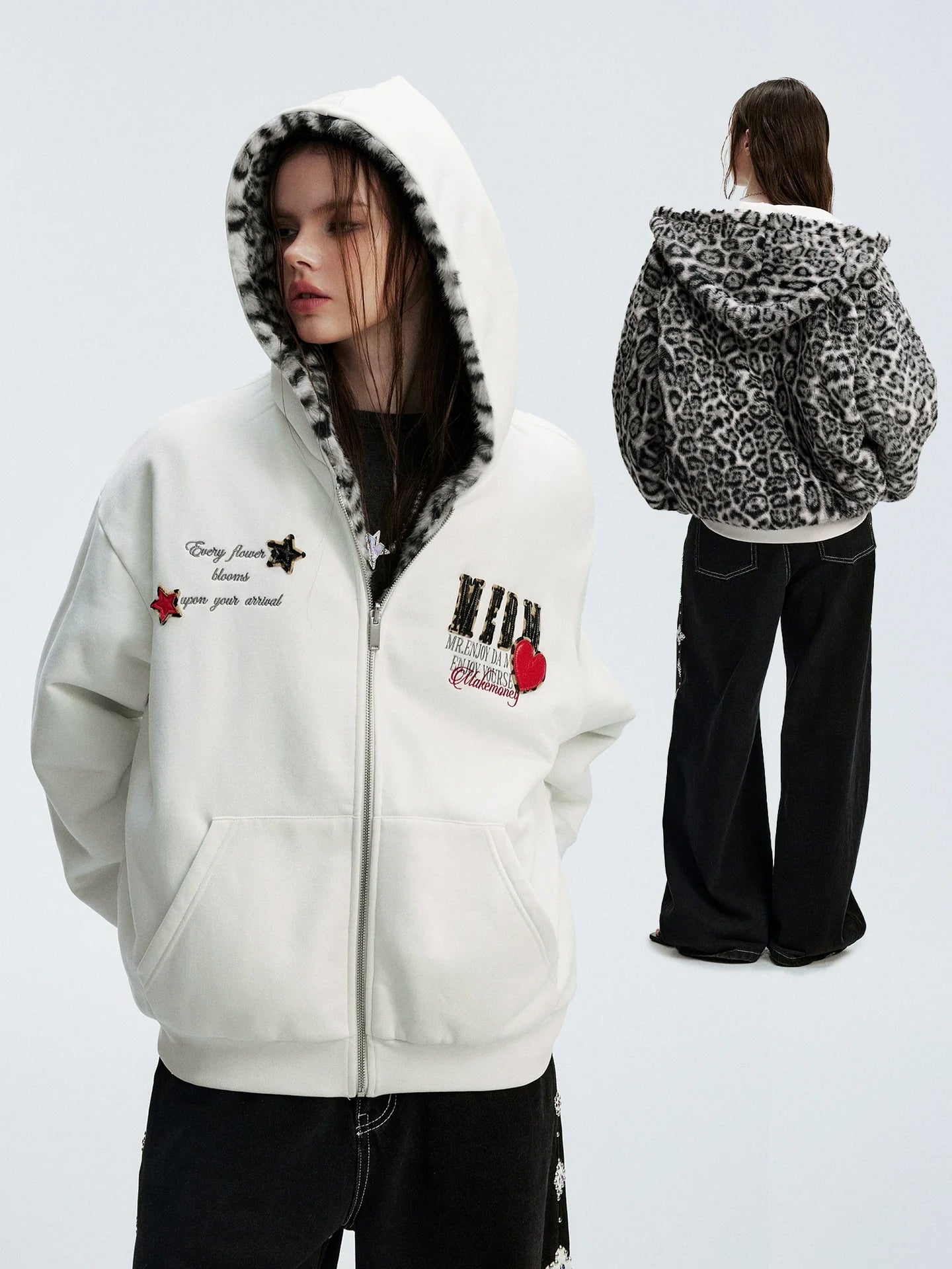 MEDM Reversible Leopard Fur Hooded Jacket