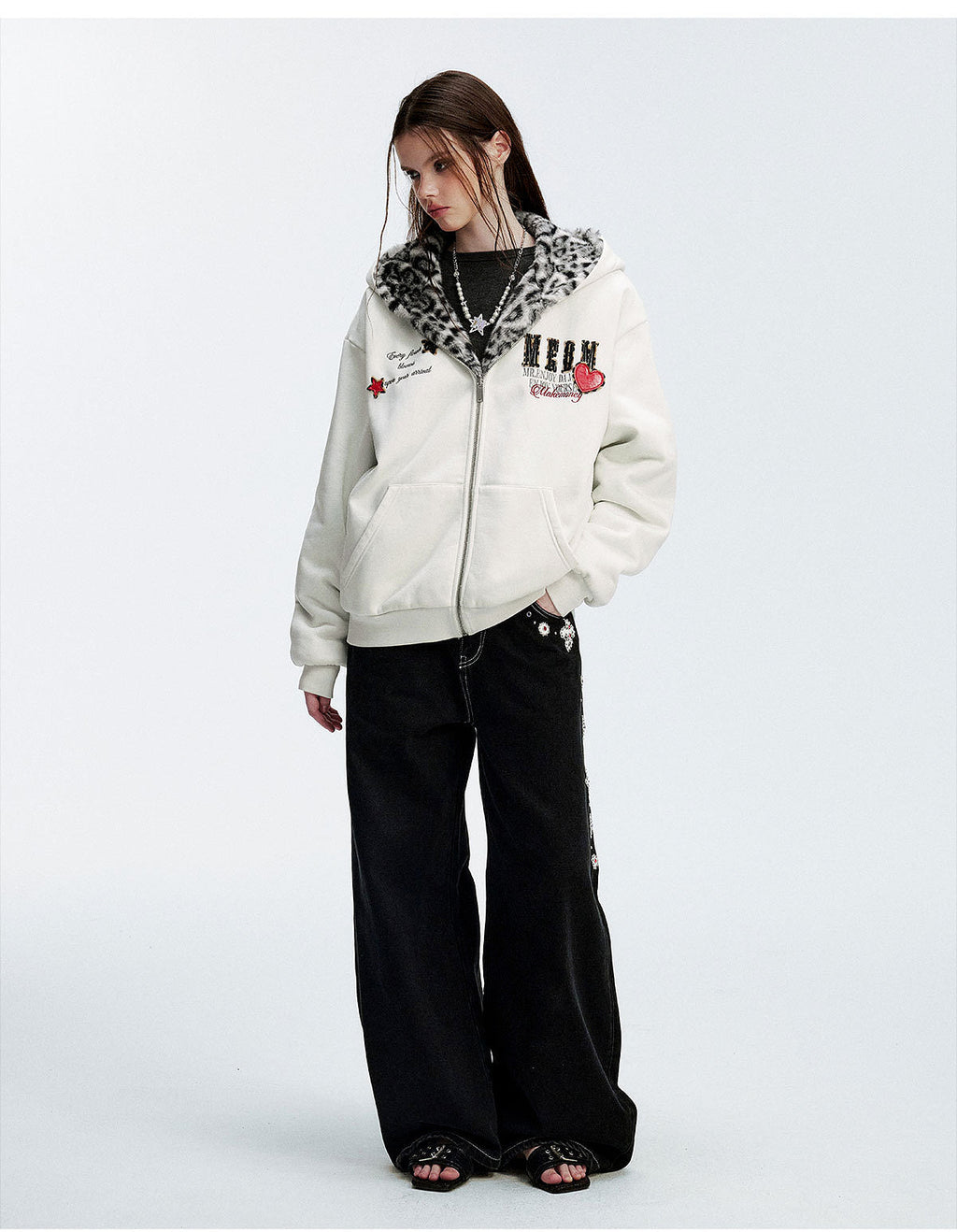 MEDM Reversible Leopard Fur Hooded Jacket