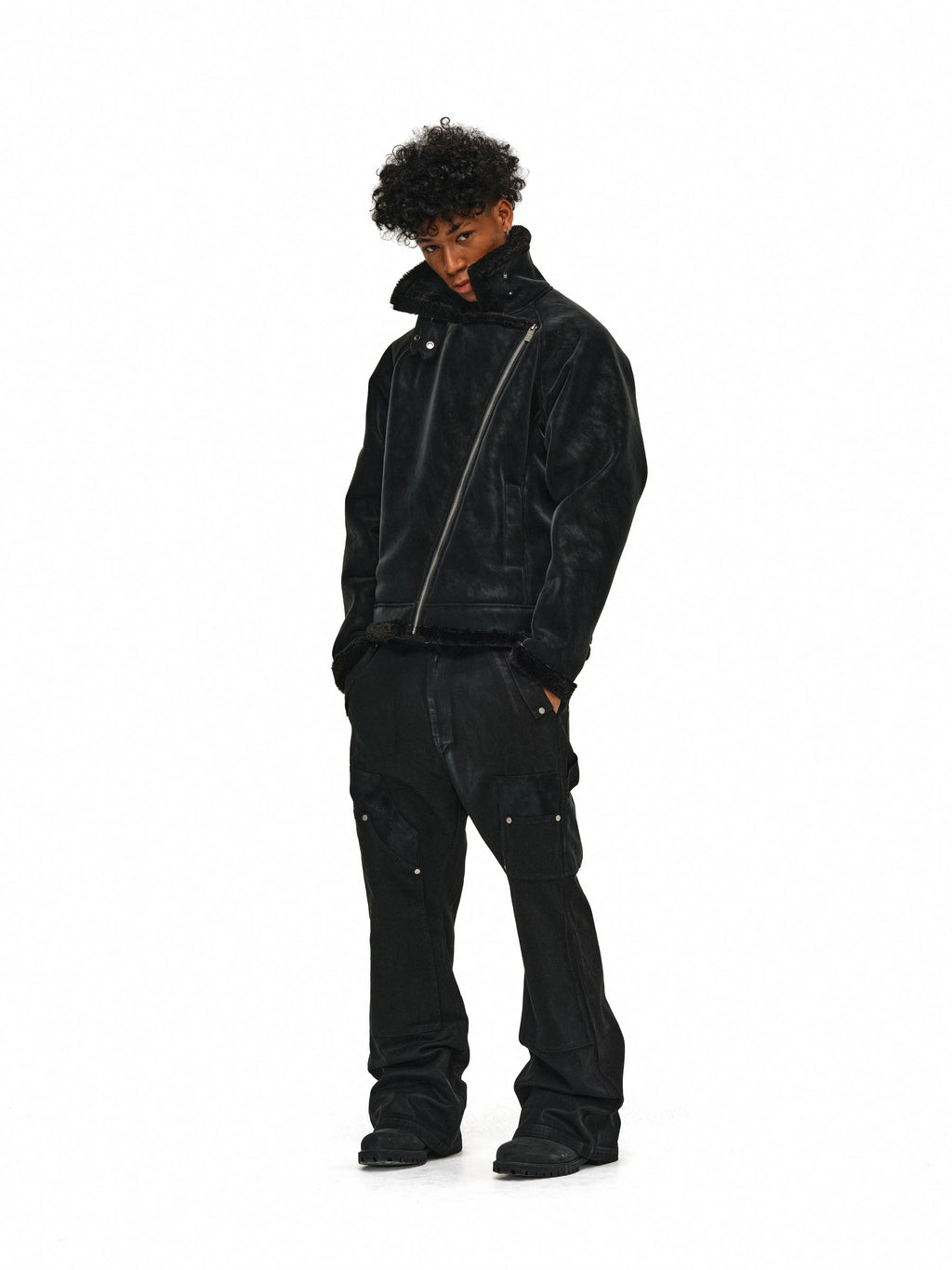 ANTIDOTE Faux Suede Double Rider Biker Jacket