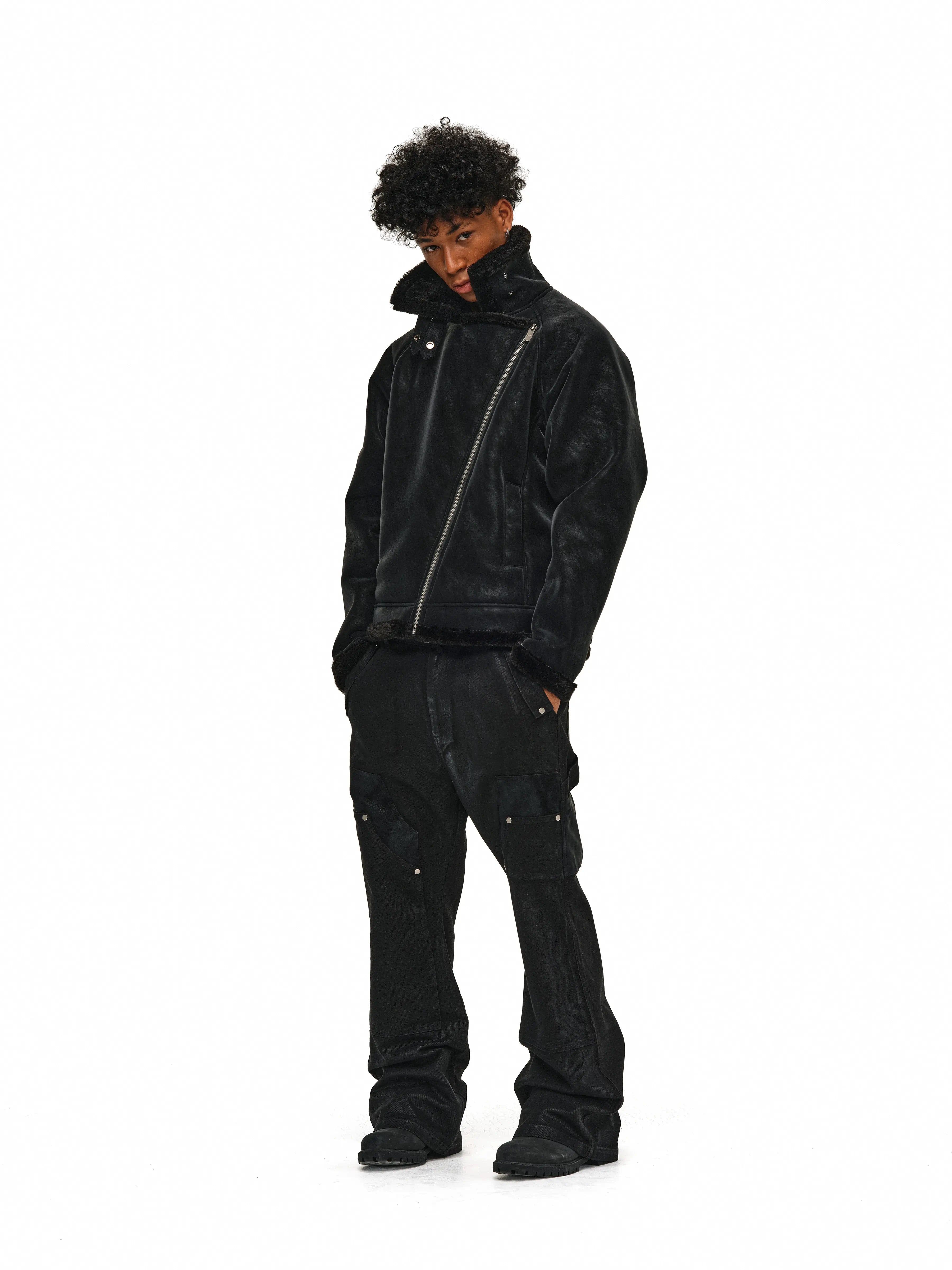 ANTIDOTE Faux Suede Double Rider Biker Jacket