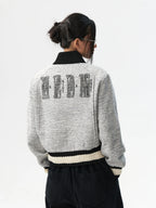 MEDM Pearl Tweed Short Varsity Jacket