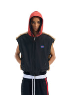 BLIND NO PLAN Patchwork Fur Hooded Vest