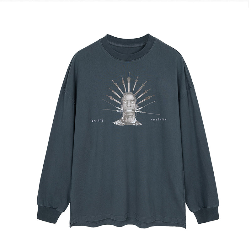 JHYQ Portrait Print Long Sleeved Tee