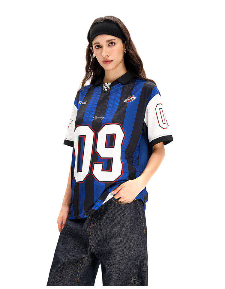 F3F Select Contrast Stripe Short Sleeve Polo Soccer Jersey