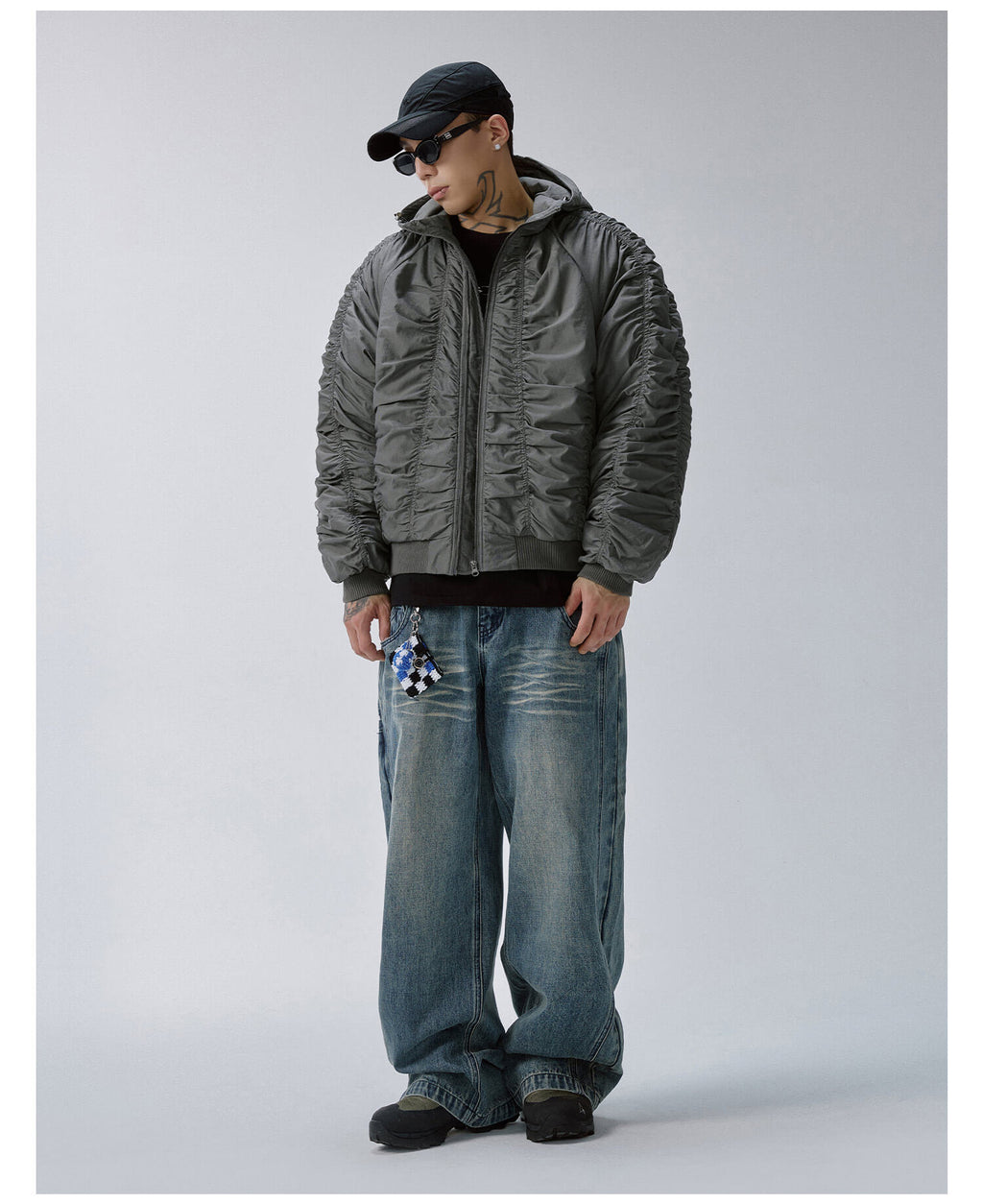 F2CE Ruched Hooded MA-1 Bomber Jacket