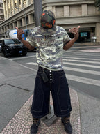 STEEPC Aged Forest Camo Pearl Embellished Print Tee