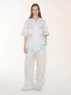 EMPTY REFERENCE Gradient Pigeon Print Short Sleeve Shirt