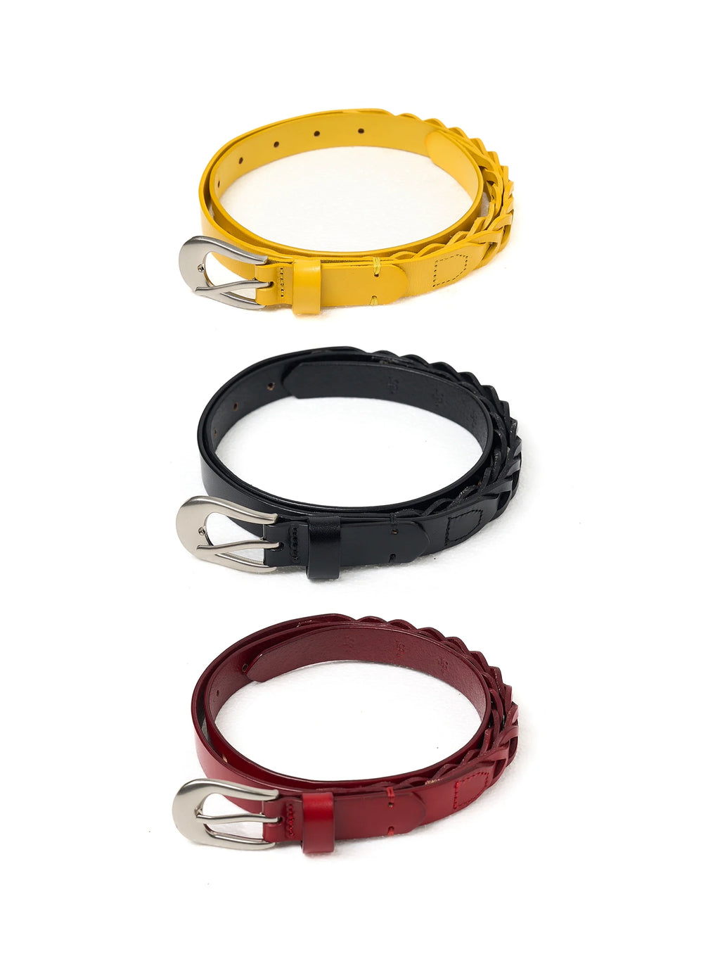 STEEPC Leather Braided Metal Buckle Belt