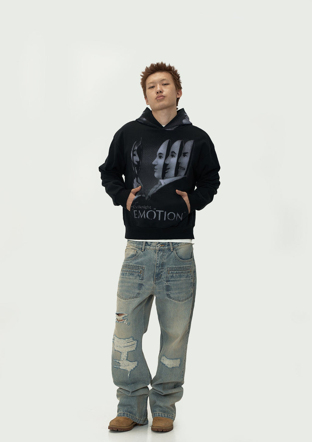 EVILKNIGHT(EK) Mirror Duality Graffiti Print Hoodie