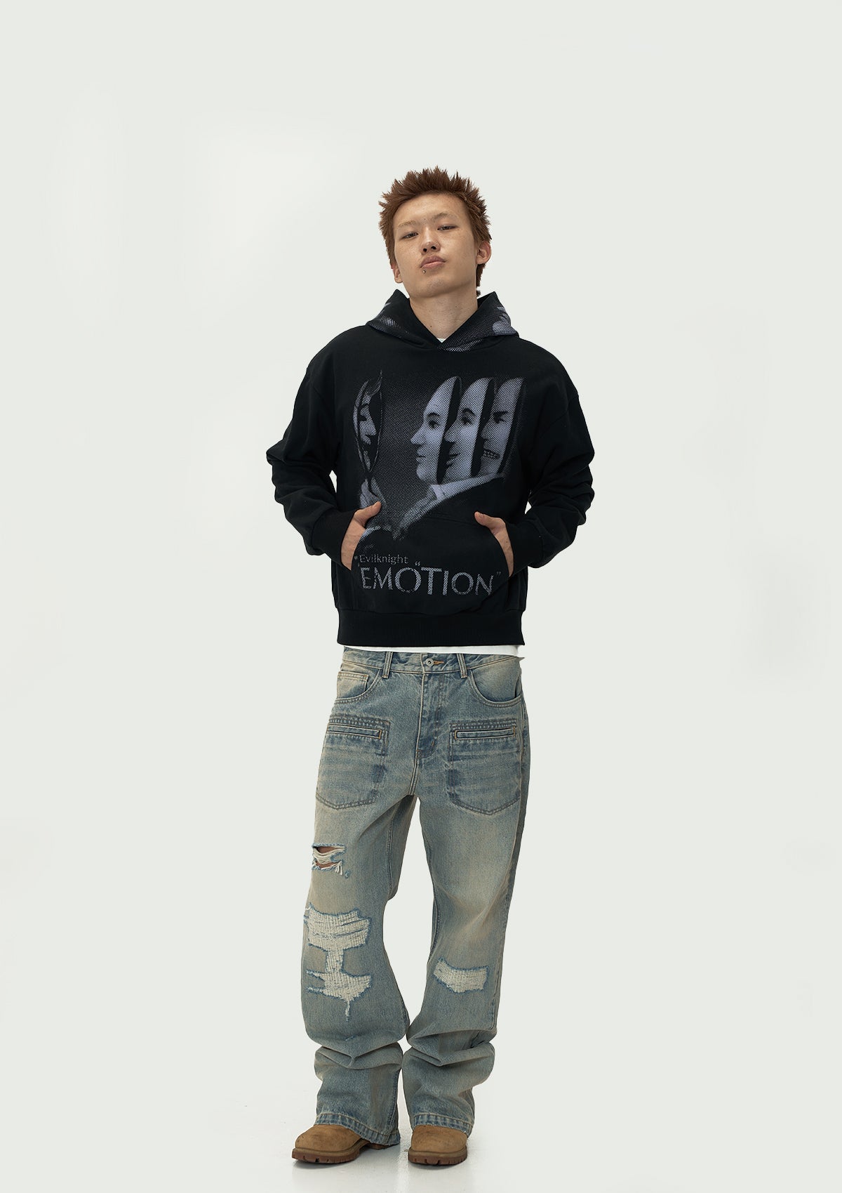EVILKNIGHT(EK) Mirror Duality Graffiti Print Hoodie