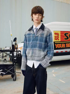 SOD Co. Washed Blue Gradient Plaid Jacket