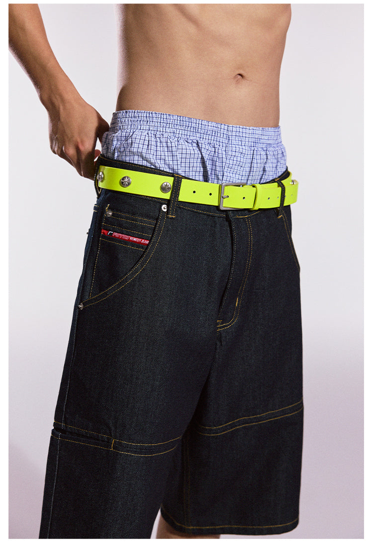 Remedy Neon Metal Studded Leather Belt