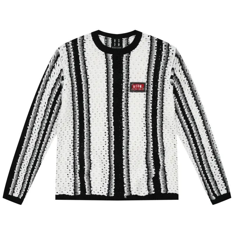 MEDM Multi Color Striped Open Knit Sweater