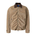 YADcrew Pleated Front Velvet PU Leather Jacket