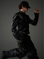BLIND NO PLAN Short Silhouette Slim Fit Leather Jacket