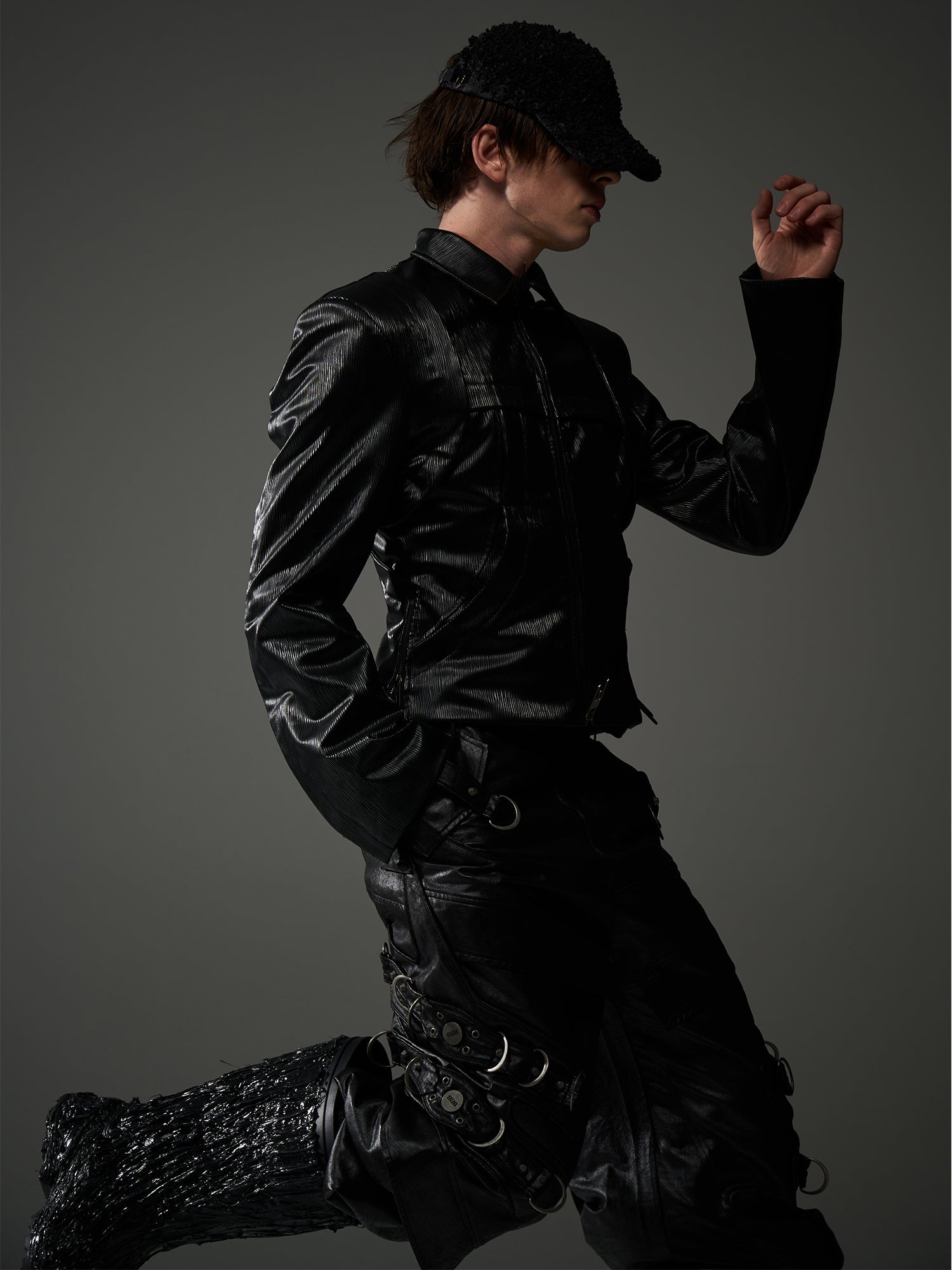 BLIND NO PLAN Short Silhouette Slim Fit Leather Jacket