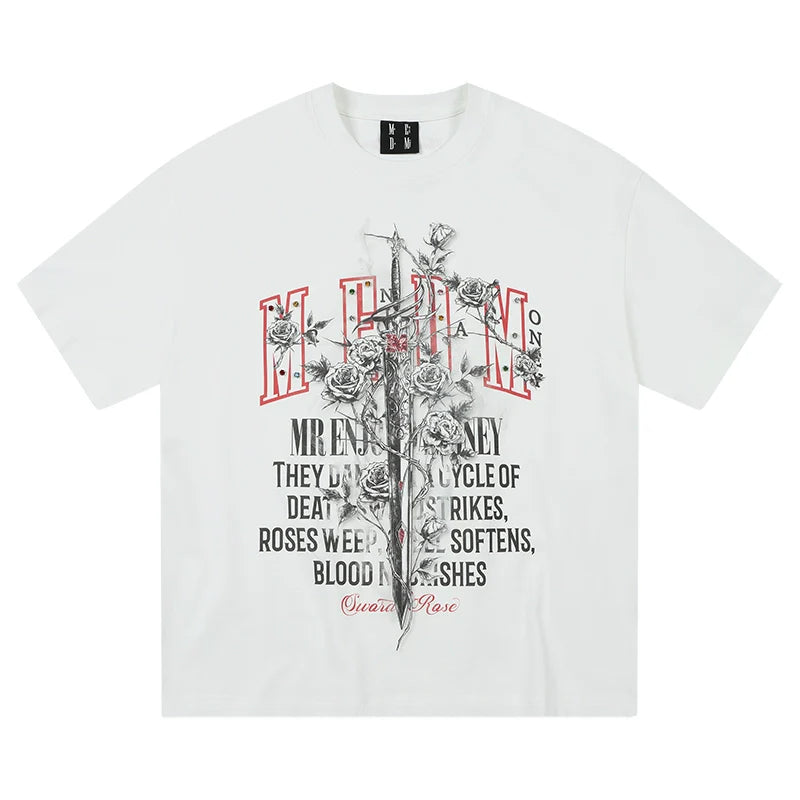 MEDM Sword and Rose Multicolor Diamond Tee