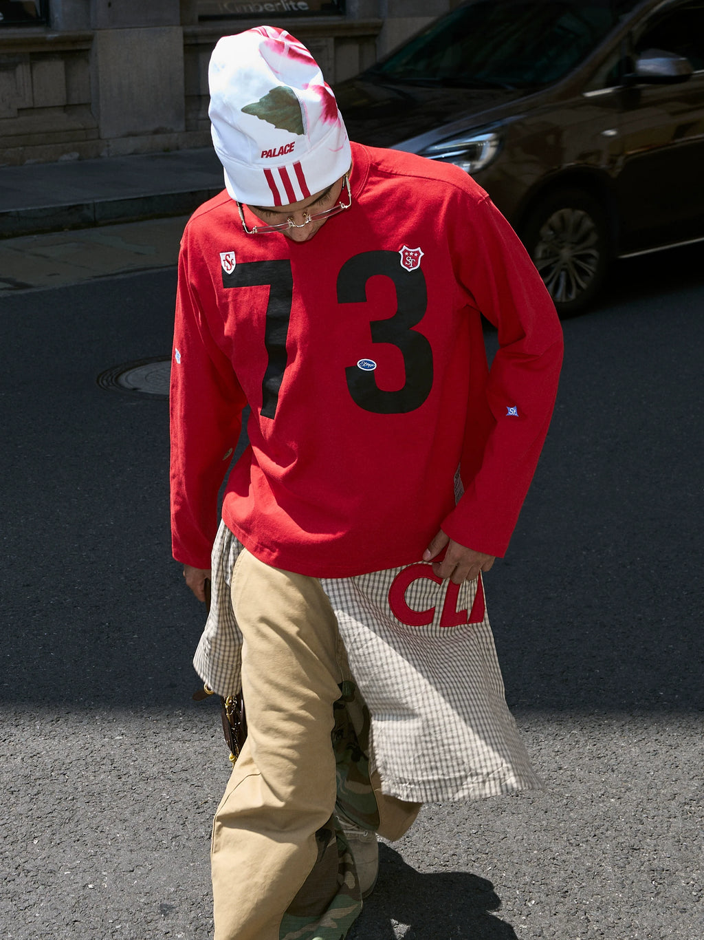 STEEPC Number Print Small Patch Long Sleeve Tee