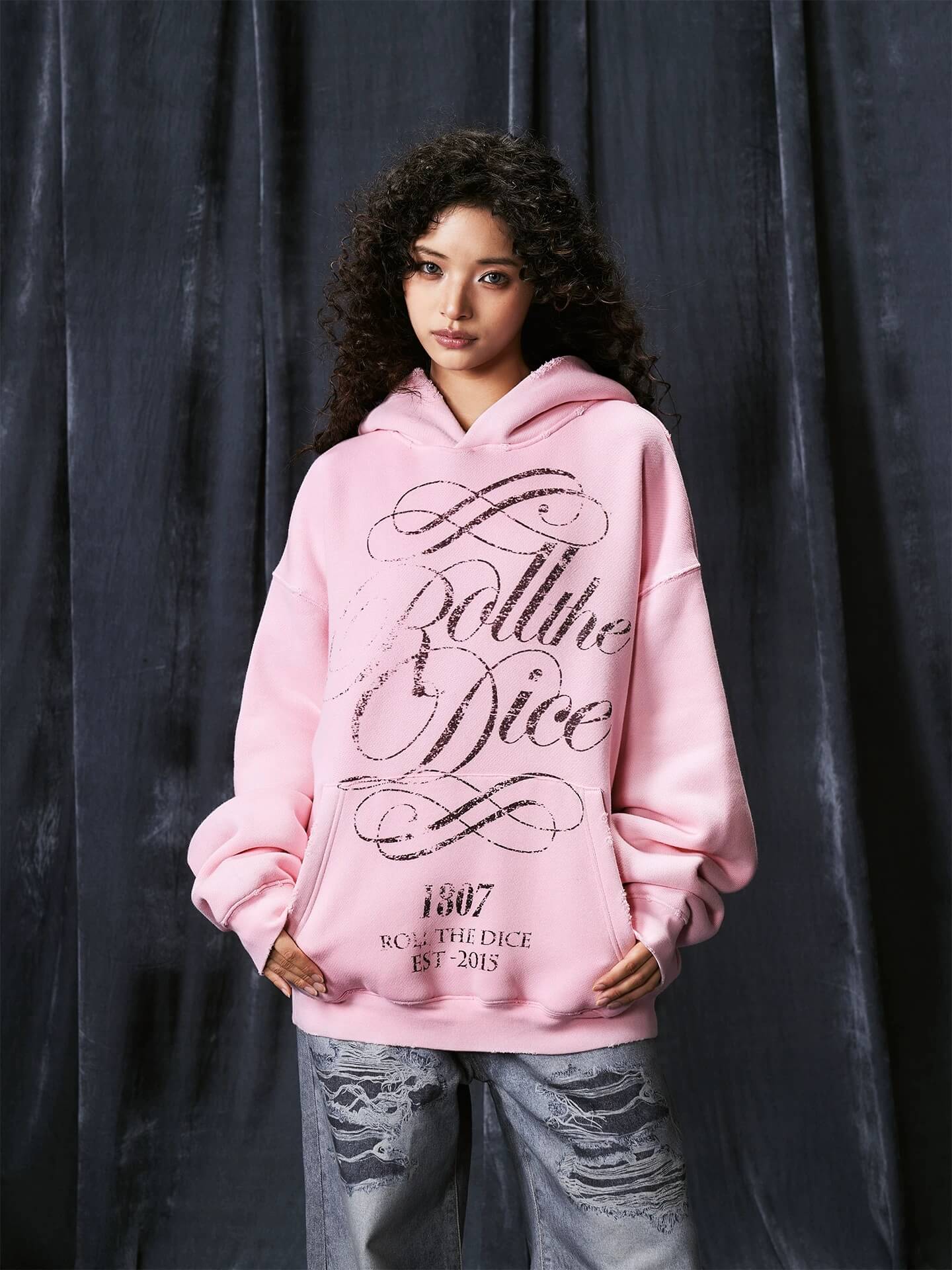 1807 ROLLTHEDICE Vintage Printed Distressed Hoodie