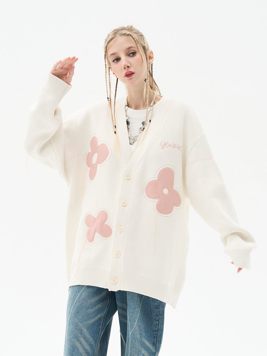 Harsh and Cruel Hand painted Flowers Knitted Cardigan
