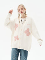 Harsh and Cruel Hand painted Flowers Knitted Cardigan