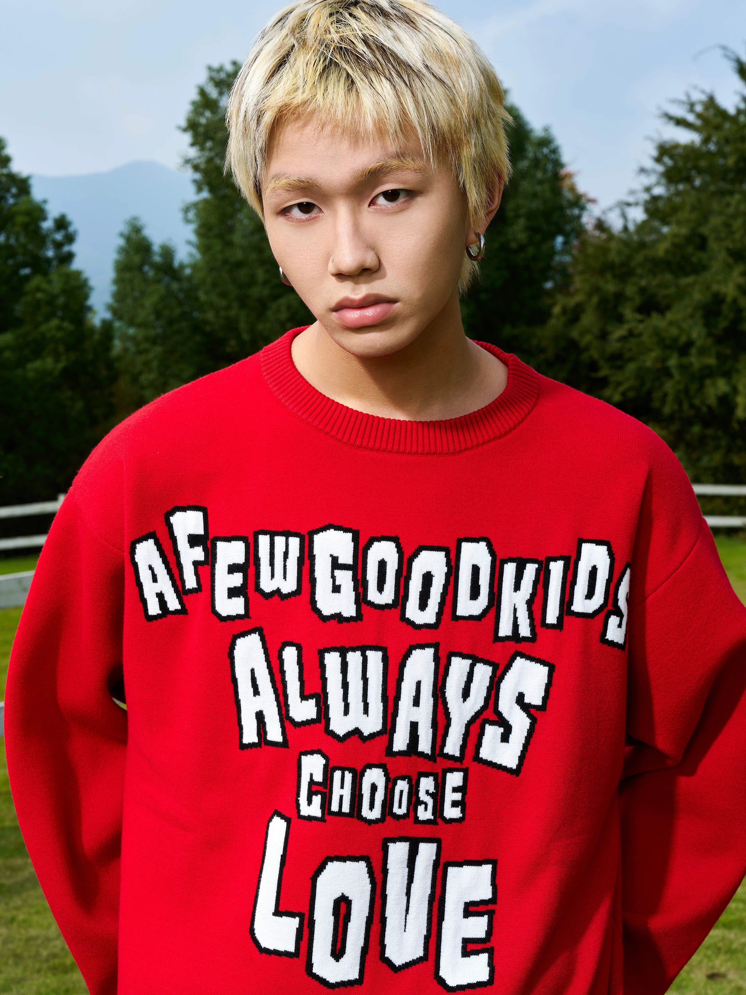 AFGK Slogan Letters Knit Sweater