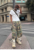 STEEPC M-65 Pearl Embellished Camouflage Baggy Cargo Shorts
