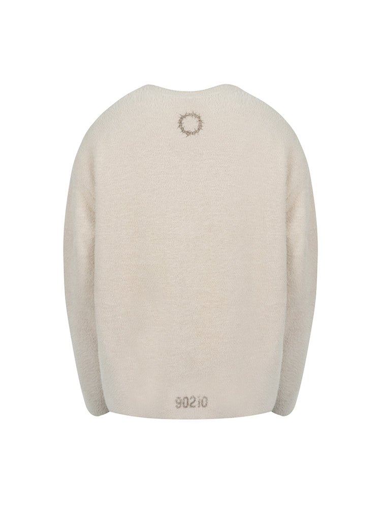 ANTIDOTE Imitation Mink Sports Print Knit Sweater
