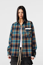 Achock Design Pocket Plaid Long Sleeved Shirt