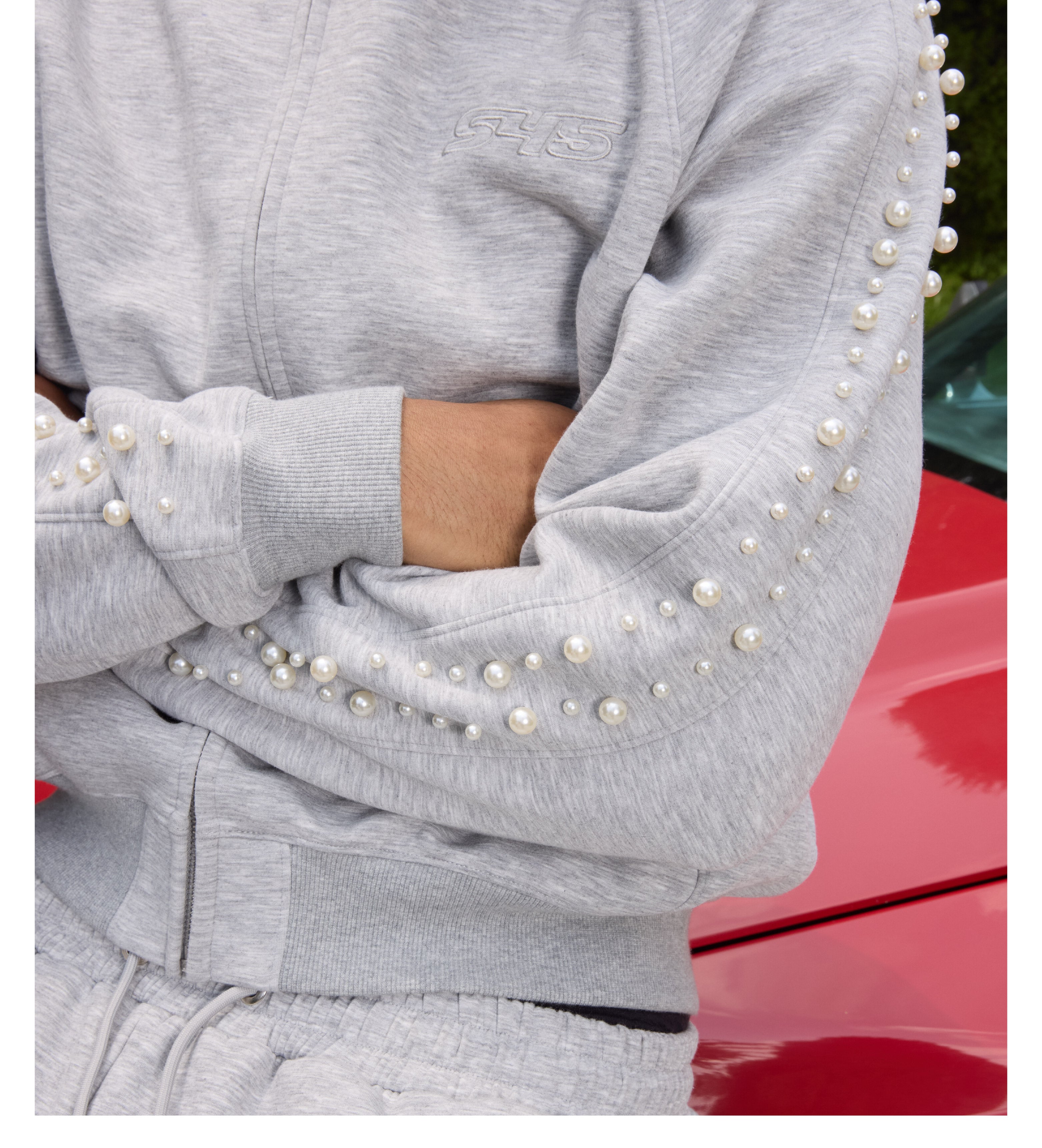 S45 Pearl Line Zip Up Hoodie