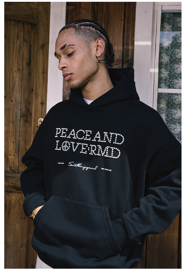 Remedy PEACE LOVE Pearl Embroidered Hoodie