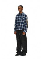 ANTIDOTE Embroidered Flannel Plaid Long Sleeve Shirt