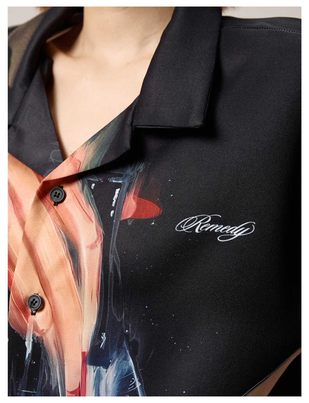 Remedy Finger and Wine Glass Full Print Short Sleeve Cuban Shirt