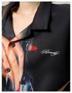 Remedy Finger and Wine Glass Full Print Short Sleeve Cuban Shirt
