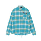 Achock Embroidery Fringe Plaid Long Sleeve Shirt