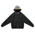 Remedy Badge Print Hood Zip Up Hoodie